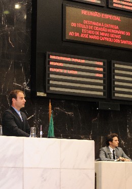 Reunião Especial - entrega do Titulo de Cidadão Honorário de Minas Gerais ao Sr. José Mário Caprioli dos Santos
