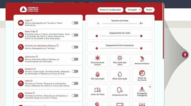 Plug-in de acessibilidade no portal