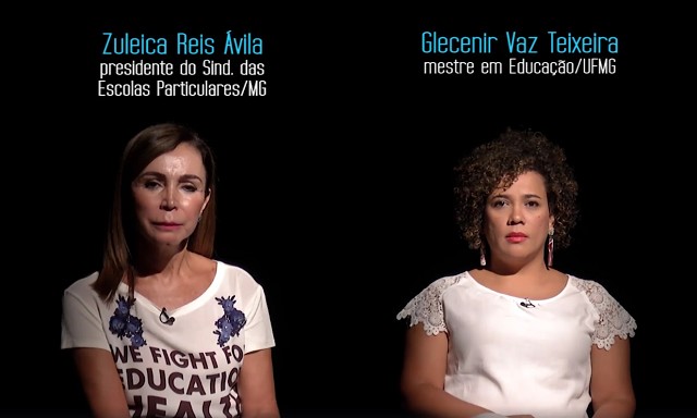 No primeiro episódio, Zuleica e Glecenir discutem os sistemas público e privado de ensino