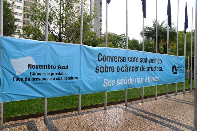Bandeiras azuis e faixa alusiva à campanha ficarão estendidas até o final do mês