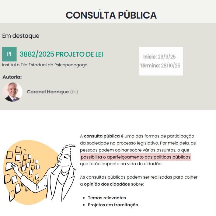 Criação do Dia Estadual do Psicopedagogo está em consulta