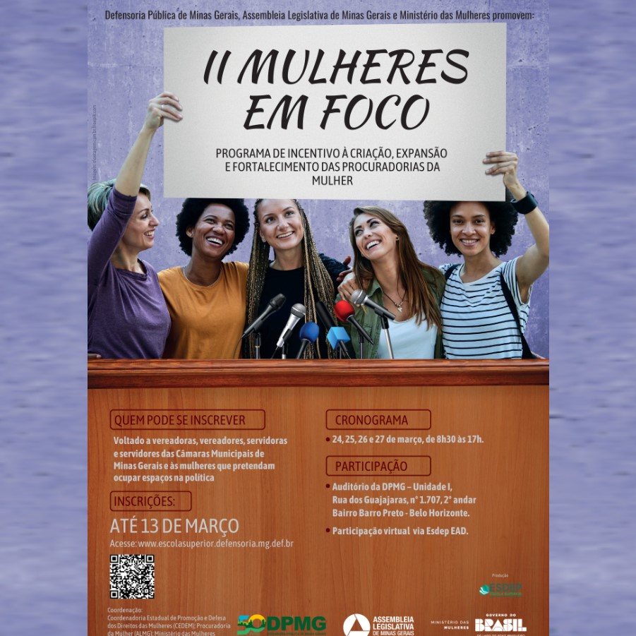 Parceria entre ALMG e Ministério das Mulheres cria curso "Mulheres em Foco"