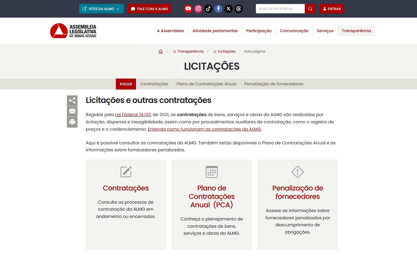 Transparência - Licitações e outras contratações