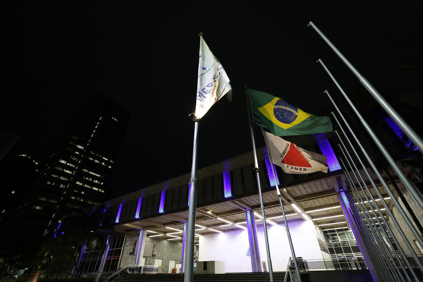 Laços da Consciência - Iluminação azul em alusão ao Dia Mundial do Pulmão